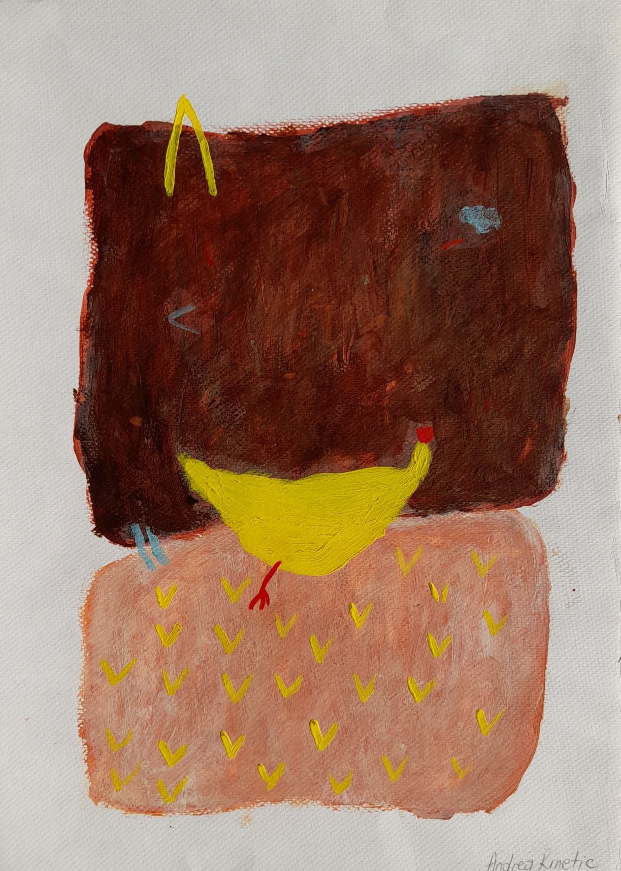 Chicken 3, 35 x 35 cm, mixed media