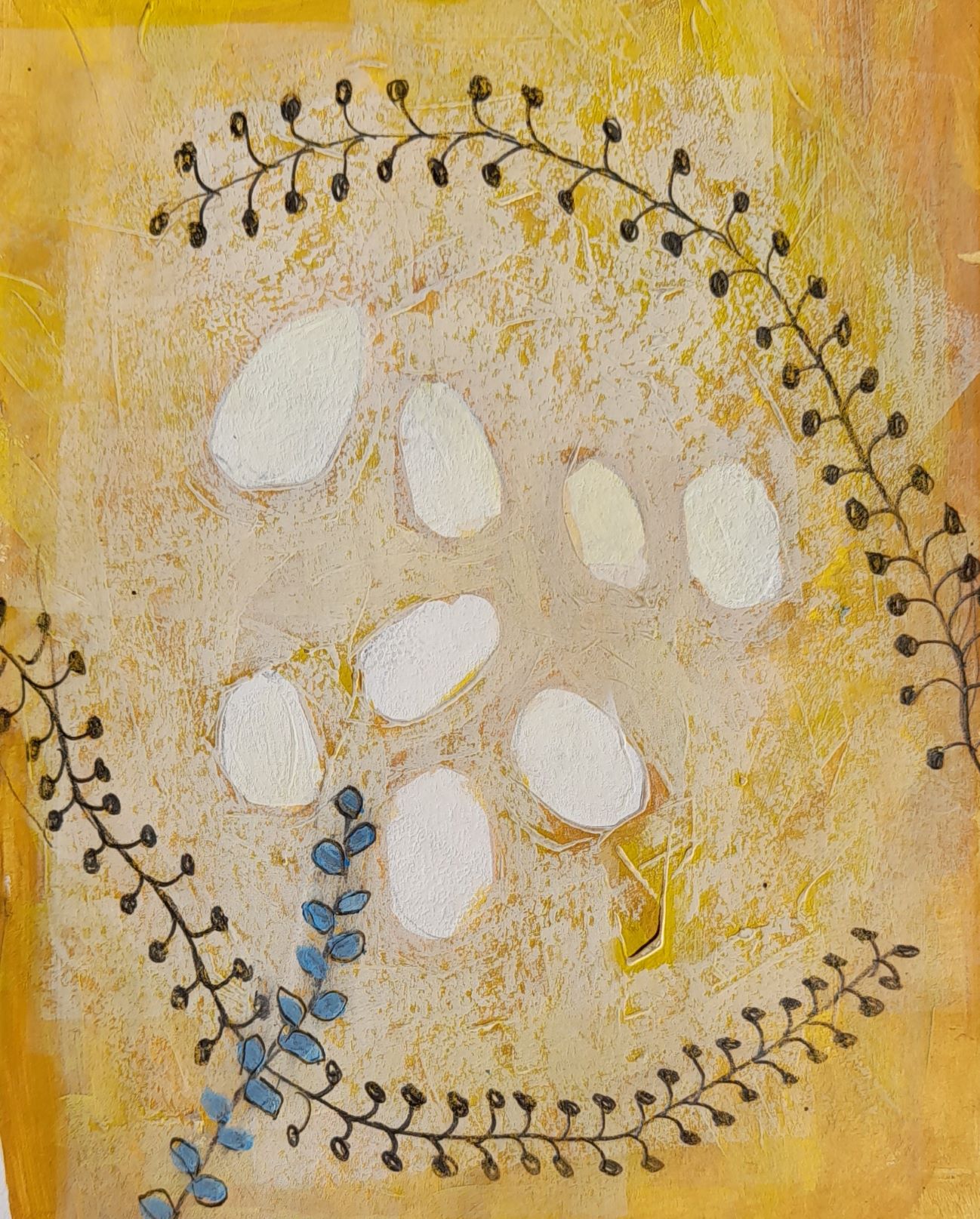 Eggs, 21 x 18 cm, mixed media