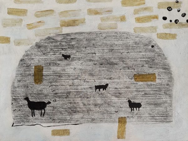 Goats, 25 x 33 cm, mixed media