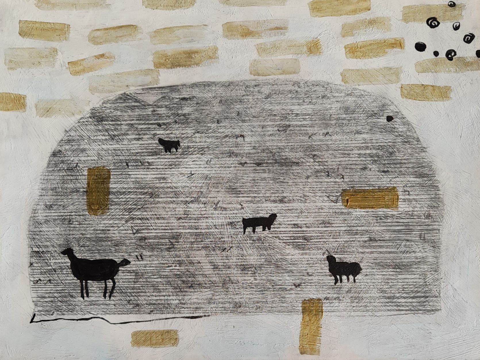 Goats, 25 x 33 cm, mixed media