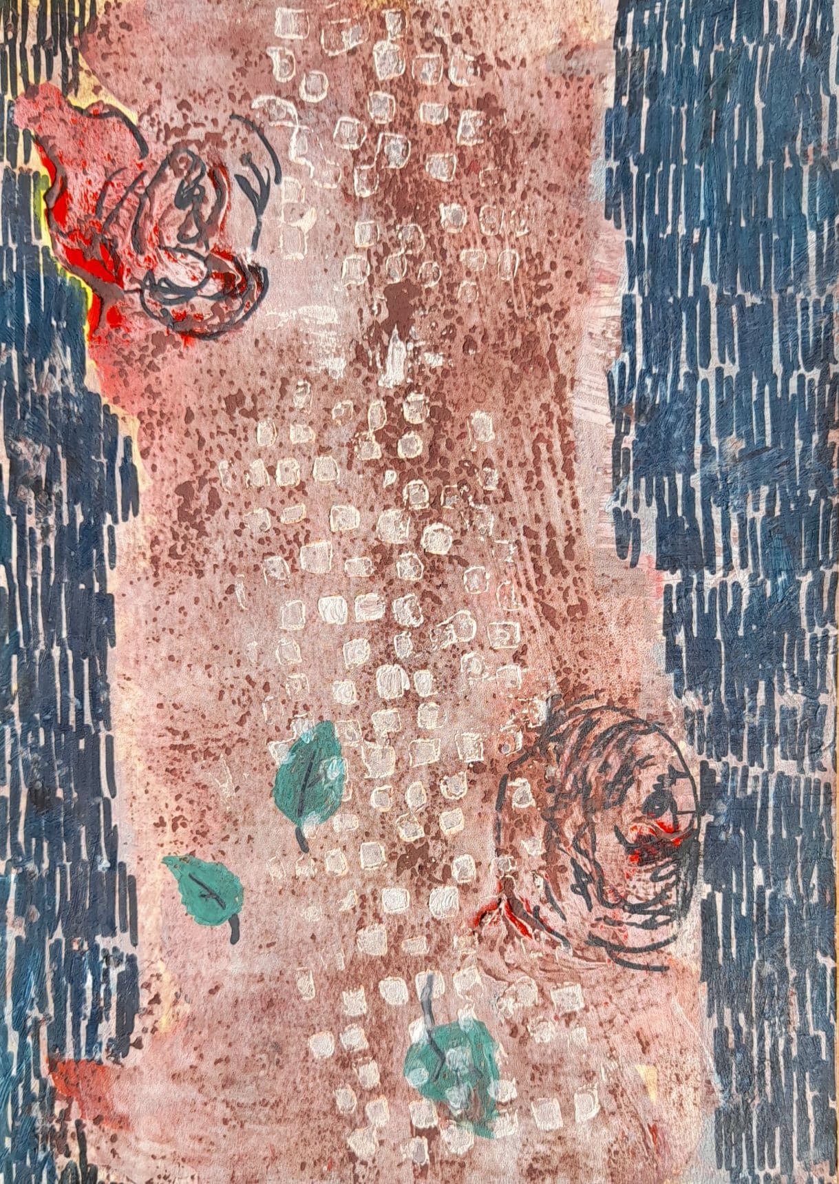 Tree bark, 25 x 17,5 cm, mixed media