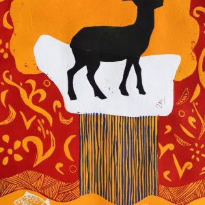 Deer, linocut, 60x80 cm. 2023 year