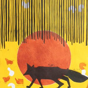 Fox, linocut, 35x50cm, 2021 year