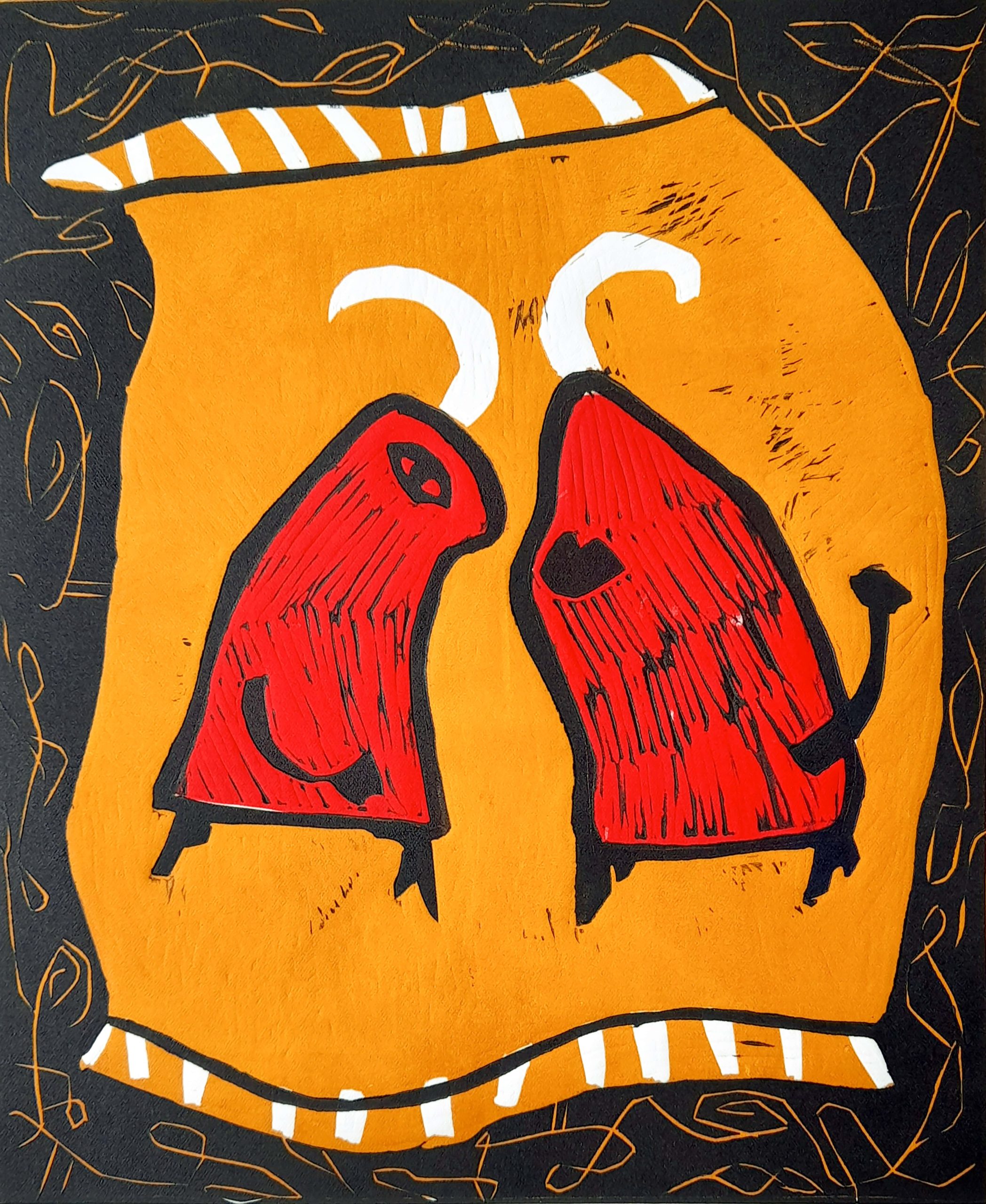 Love story, 32x40cm,linocu